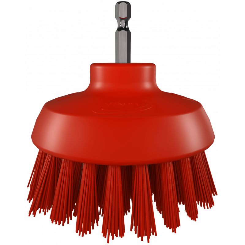 Brosse ronde Vikan HyDrive Ø90 mm très dure – Brosse pour perceuse agroalimentaire, Rouge - ref:87004