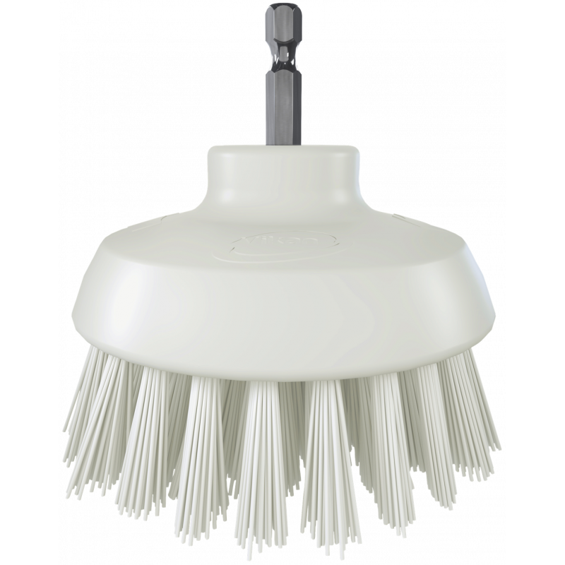 Brosse ronde Vikan HyDrive Ø90 mm très dure – Brosse pour perceuse agroalimentaire, Blanc - ref:87005
