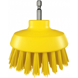 Brosse ronde Vikan HyDrive Ø90 mm très dure – Brosse pour perceuse agroalimentaire, Jaune - ref:87006