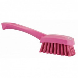 Brosse à main, manche court Vikan, 270 mm, Dur, Rose - ref:41921