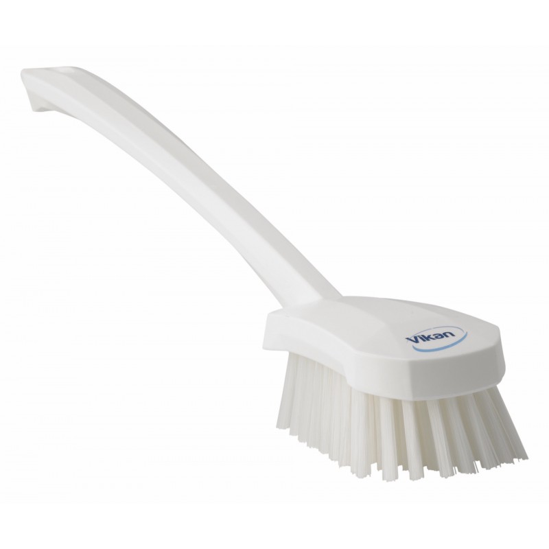 Brosse à main, manche long Vikan, 415 mm, Dur, Blanc - ref:41865