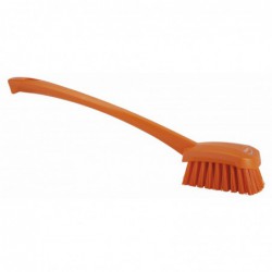 Brosse à main, manche long Vikan, 415 mm, Dur, Orange - ref:41867