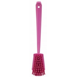 Brosse à main, manche long Vikan, 415 mm, Dur, Rose - ref:41861