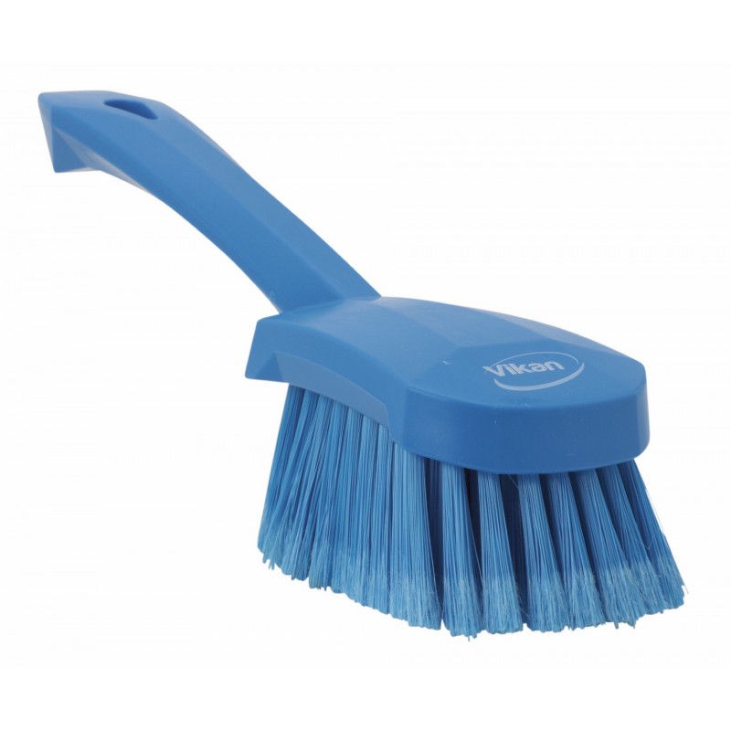 Brosse à main, manche court Vikan, 270 mm, Souple/fleuré, Bleu - ref:41943